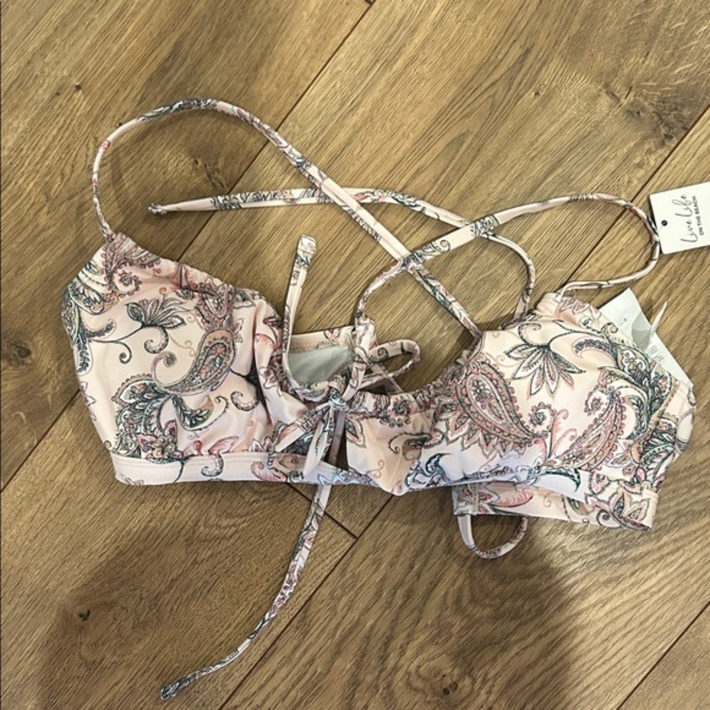 Cupshe Paisley Print Bikini Bralette in Soft Pink